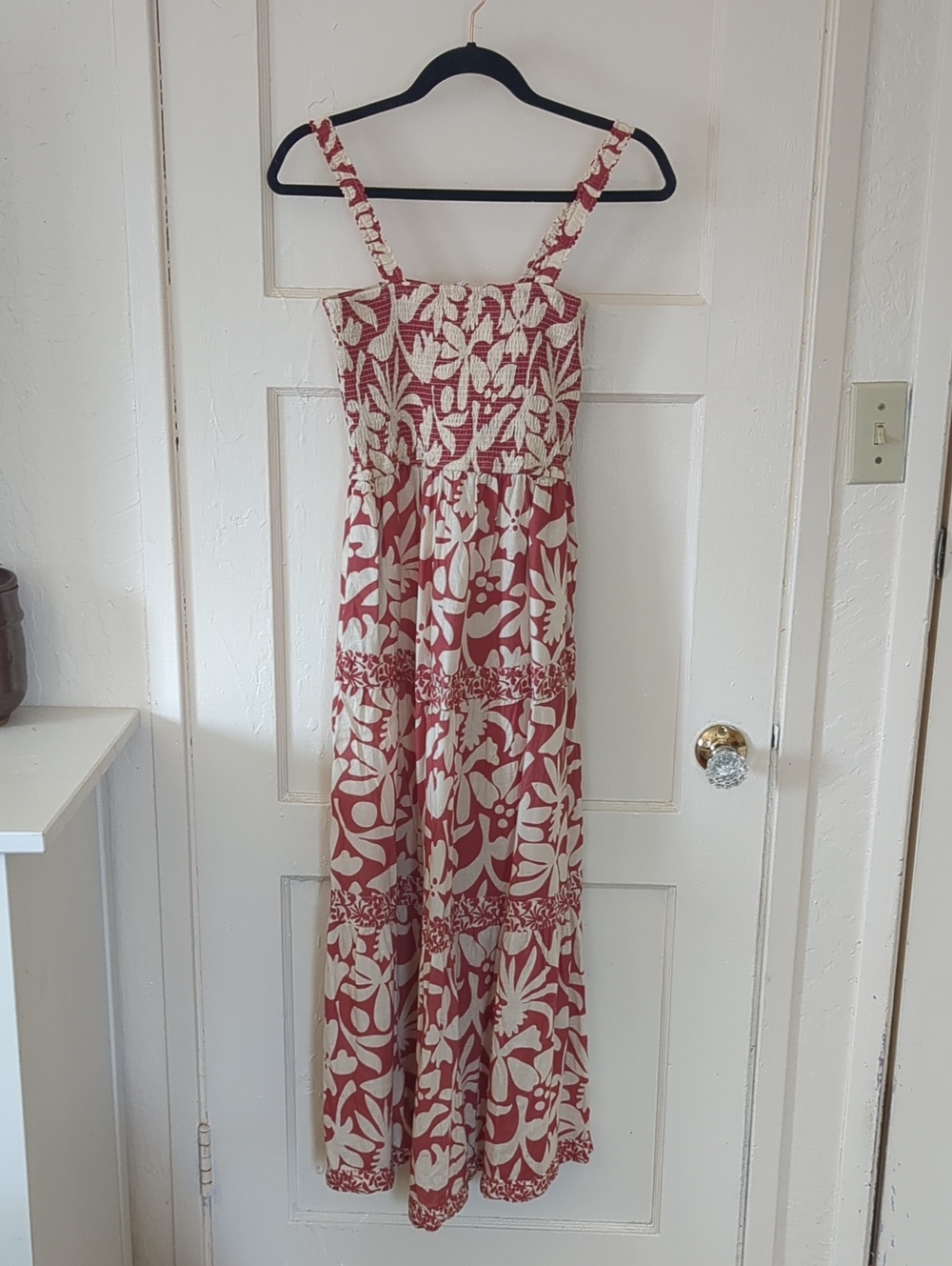 Marine Layer Cream and Rust Floral Maxi Dress